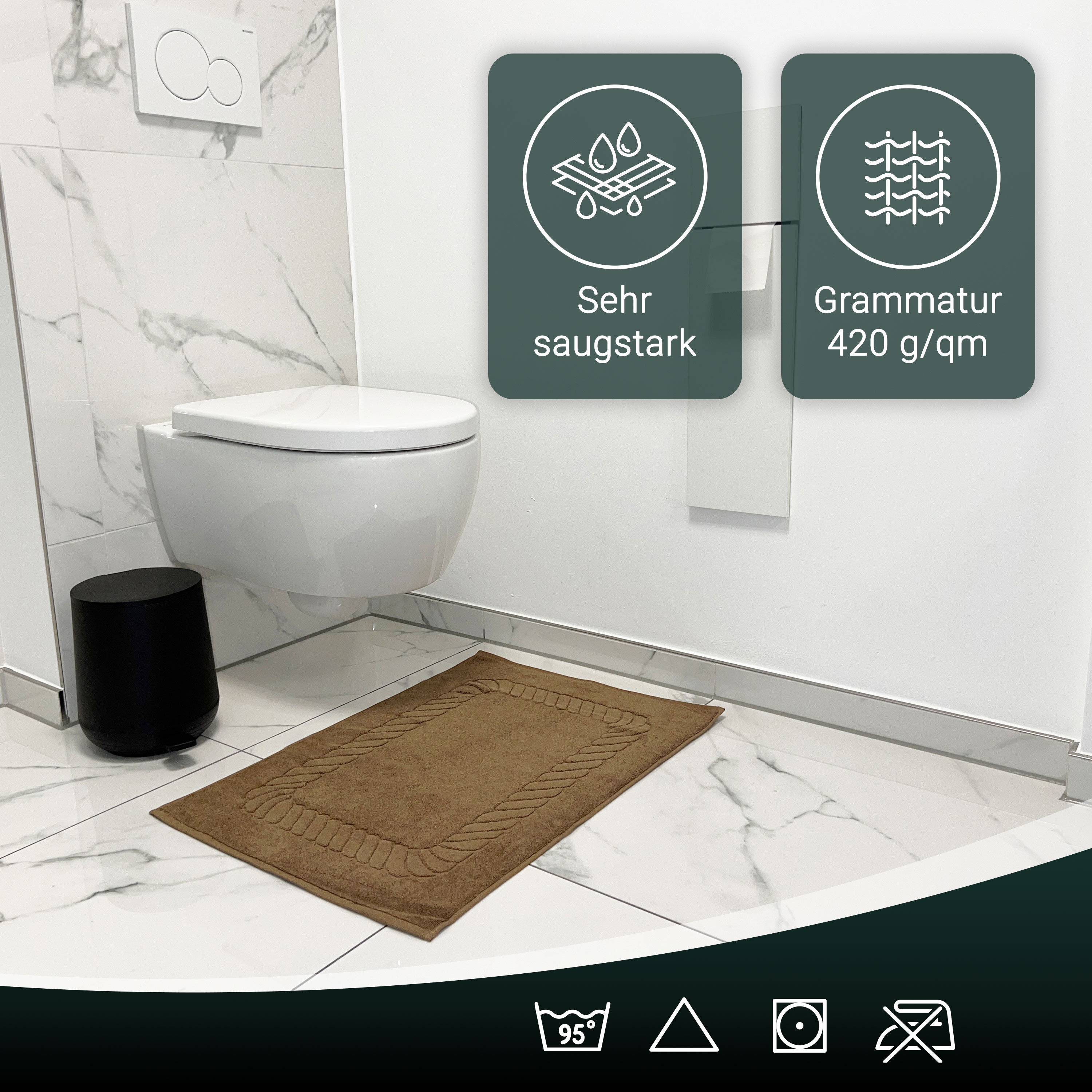 2er Set Duschvorleger Badematte Badvorleger Badteppich 50x70 cm 100 Baumwolle