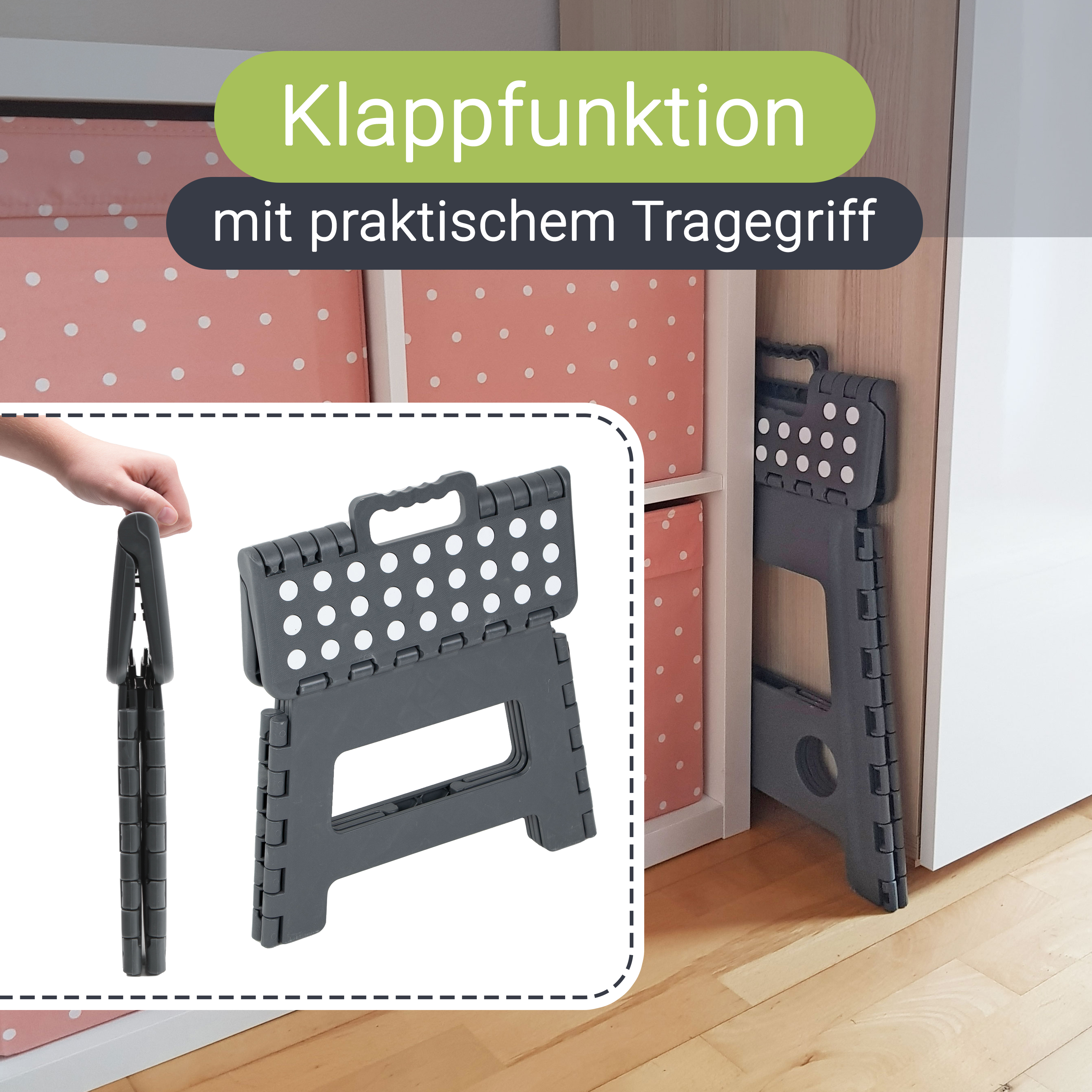 Faltbarer Klapphocker Klapptritt Fußbank Tritthocker Falthocker