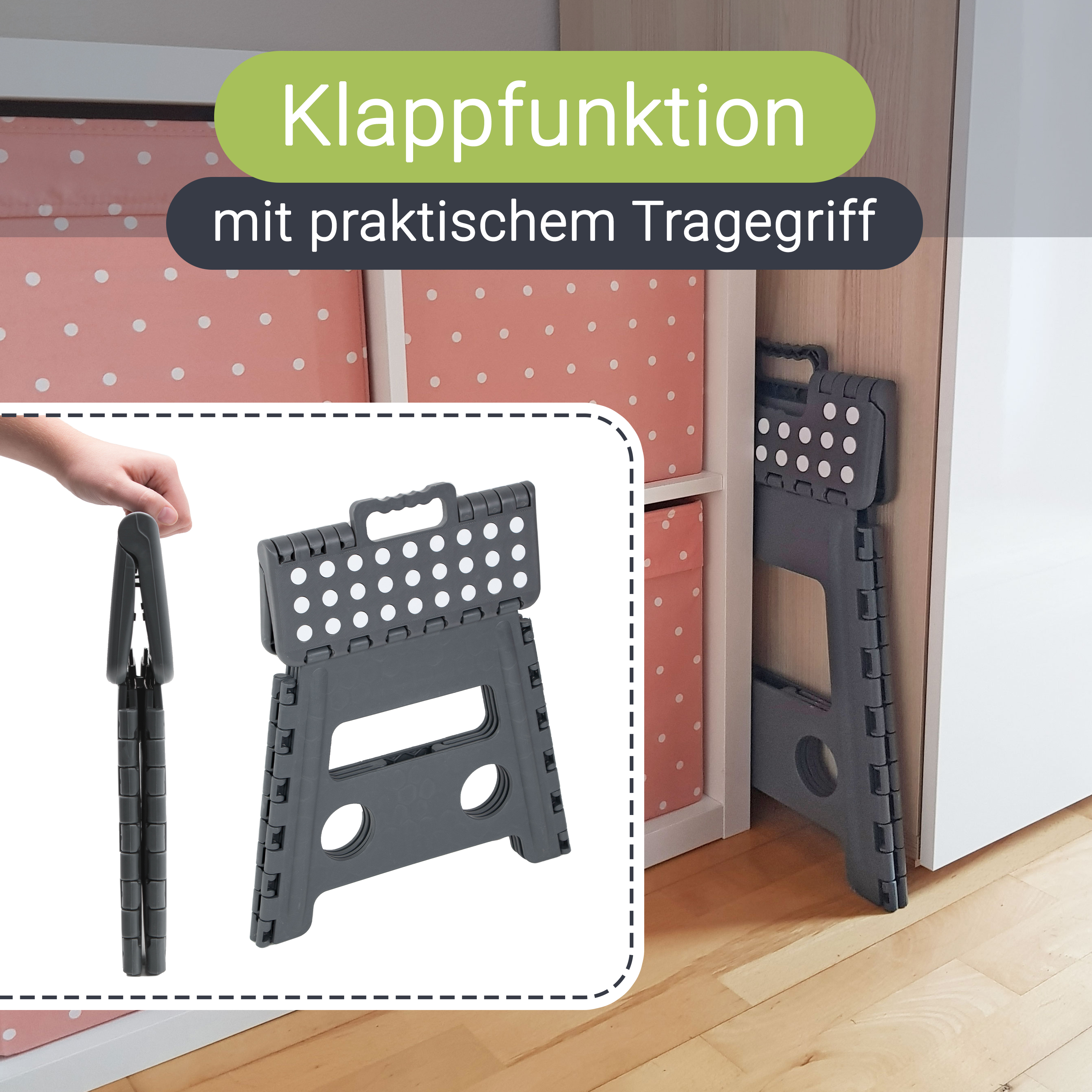 Faltbarer Klapphocker Klapptritt Fußbank Tritthocker Falthocker