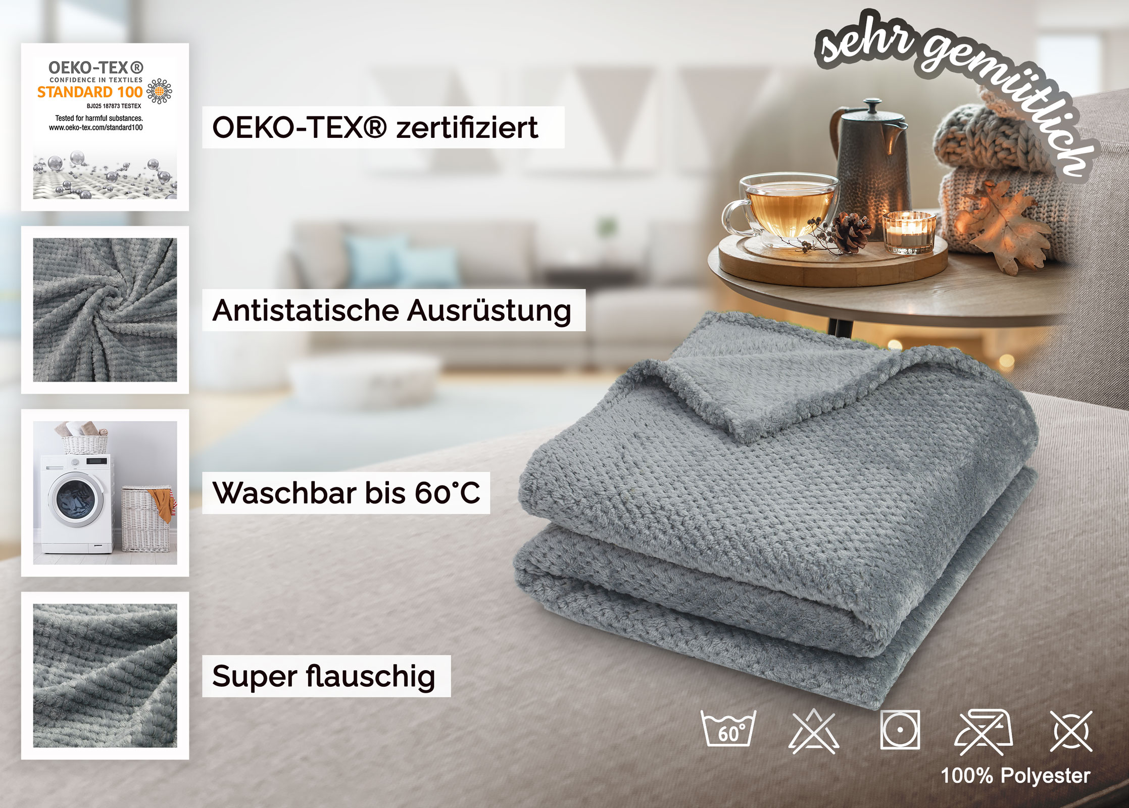 Bestlivings Morbida coperta in microfibra, 150 x 200 cm (ornamento), morbida coperta per divano, divano e letto, copriletto Oeko-TEX, coperta per divano