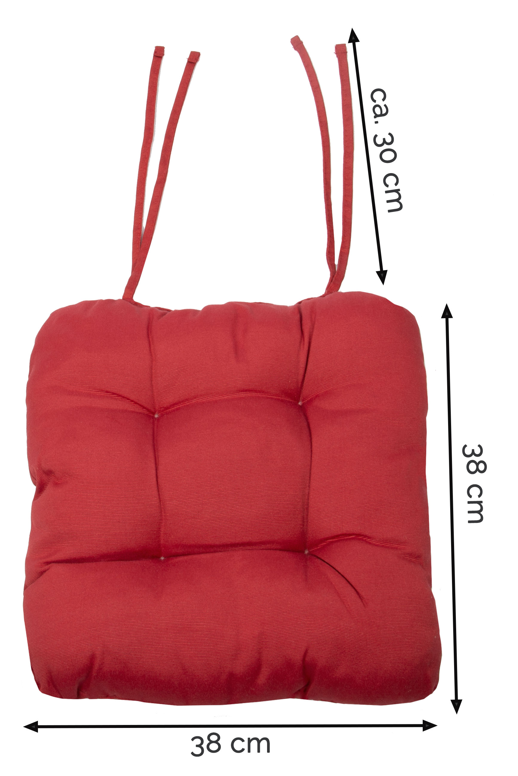 4er Set Stuhlkissen Sitzkissen Stuhlauflage mit Bänder 38x38 cm